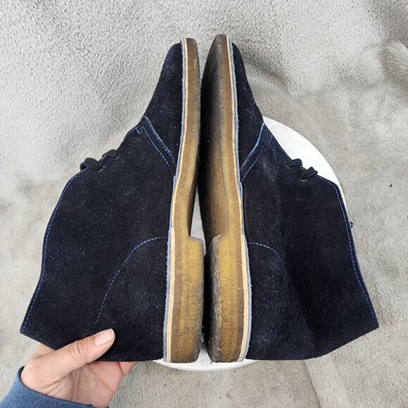 Clarks Shoes Mens Size 12 Blue Leather Crepe Rubber Sole Chukka Boots *Read* main image 6